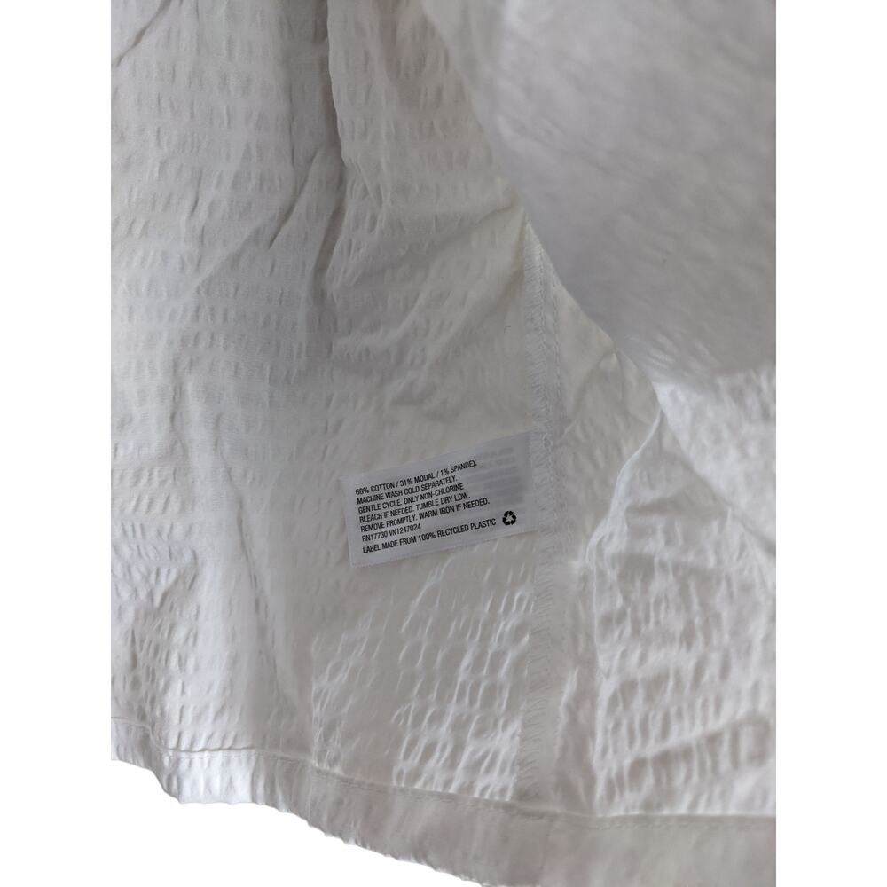 A New Day Popover Top Womens Large Flounce Short Sleeve VNeck Tie Front White - Picture 6 of 10
